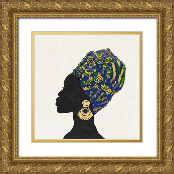 Brown, Denise 15x15 Gold Ornate Wood Framed with Double Matting Museum Art Print Titled - Kente 2