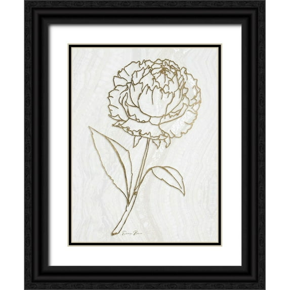 Brown, Denise 15x18 Black Ornate Wood Framed with Double Matting Museum Art Print Titled - Golden Peony 1