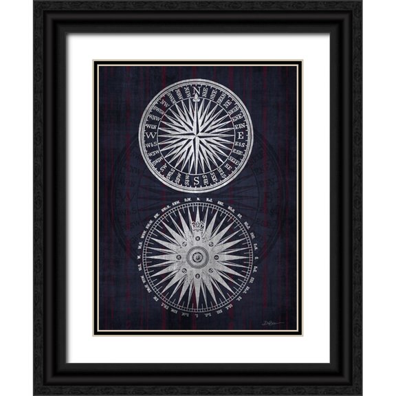 Brown, Denise 19x24 Black Ornate Wood Framed with Double Matting Museum Art Print Titled - Compass 1