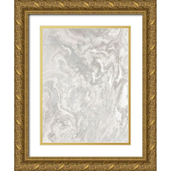 Brown, Denise 19x24 Gold Ornate Wood Framed with Double Matting Museum Art Print Titled - Marbled 2 with Overlay