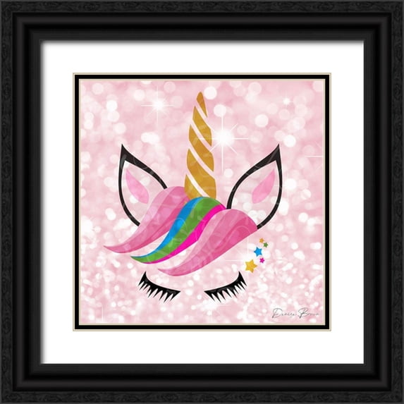 Brown, Denise 20x20 Black Ornate Wood Framed with Double Matting Museum Art Print Titled - Unicorn Wink