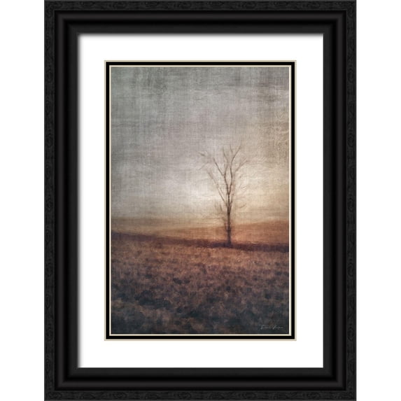 Brown, Denise 23x32 Black Ornate Wood Framed with Double Matting Museum Art Print Titled - Lone Tree