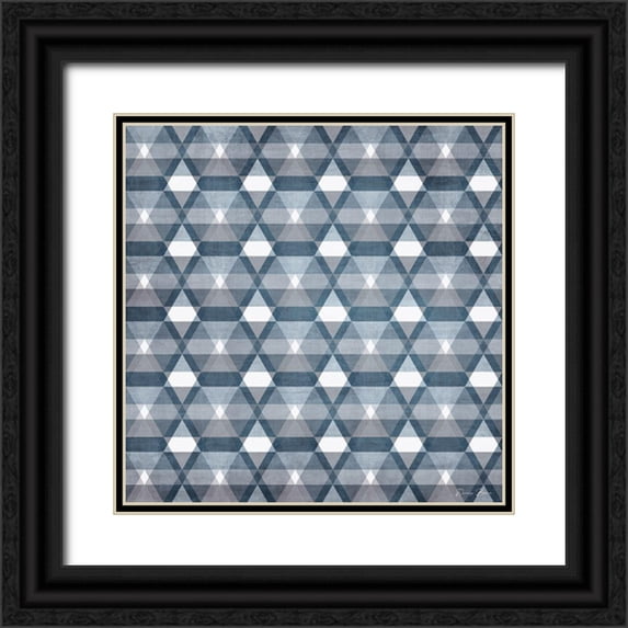 Brown, Denise 26x26 Black Ornate Wood Framed with Double Matting Museum Art Print Titled - Blue Tile 1