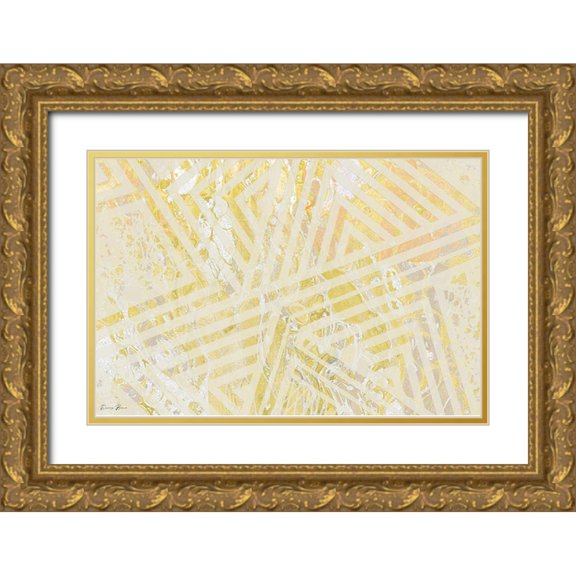 Brown, Denise 32x23 Gold Ornate Wood Framed with Double Matting Museum Art Print Titled - Orange Gold Pattern