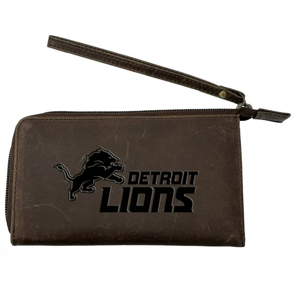 Brown Detroit Lions Cell Phone Wristlet Wallet