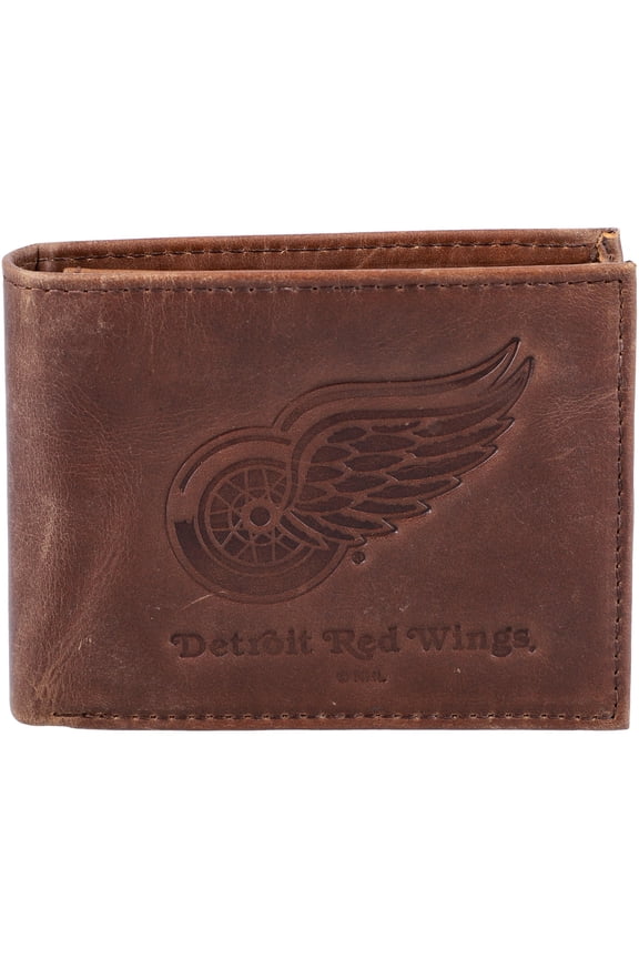 Brown Detroit Red Wings Bifold Leather Wallet