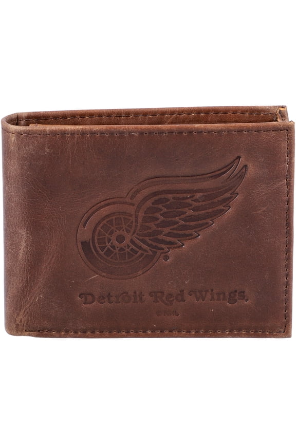 Brown Detroit Red Wings Bifold Leather Wallet