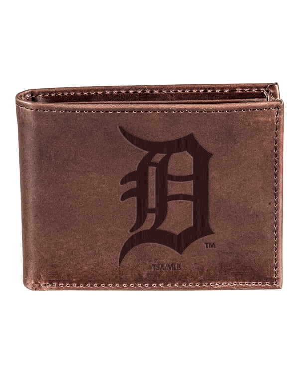 Brown Detroit Tigers Bi-Fold Leather Wallet