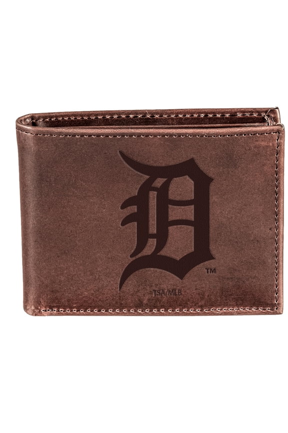 Brown Detroit Tigers Bi-Fold Leather Wallet