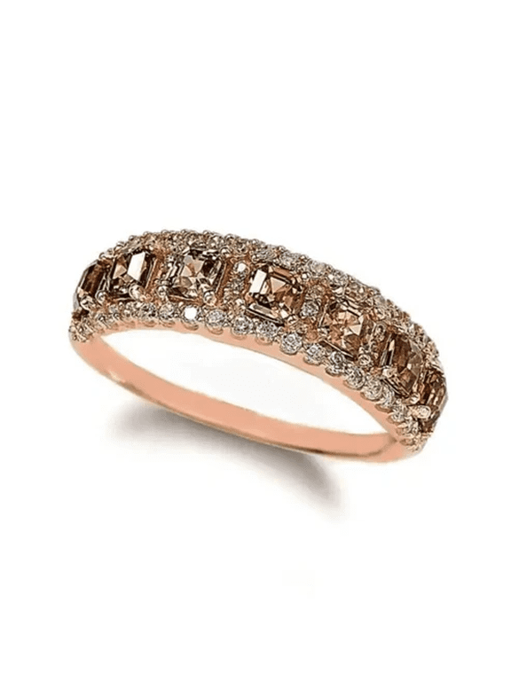 Brown Diamond Wedding Band Ring in 925 Sterling Silver - Engagement Gift
