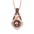 thumbnail image 1 of Brown Diamond and White Diamond Twist Frame Pendant Necklace in 18"inch 14K Rose Gold Vermeil Bridal Pendant Necklace, 1 of 1