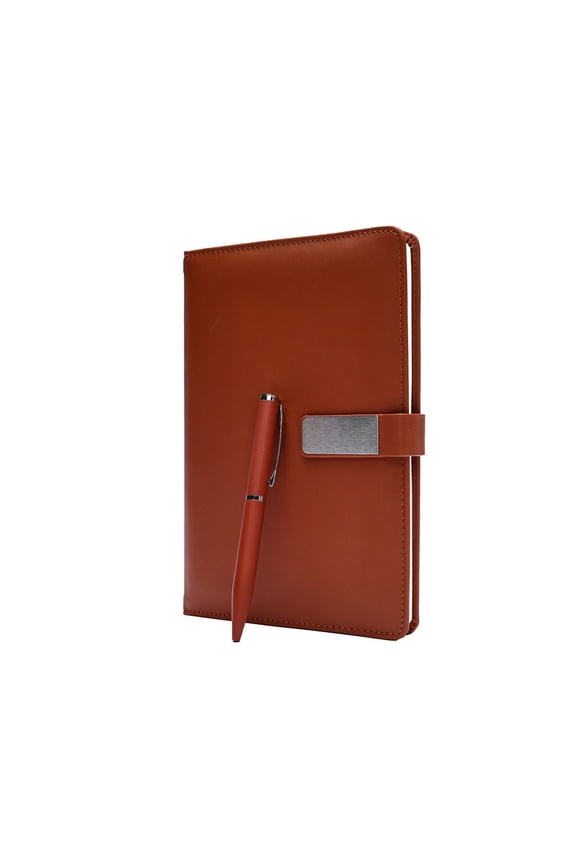 Brown Diary, Pen & Keychain Set - Sleek, Modern Gift for Professionals