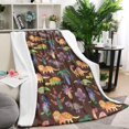 thumbnail image 1 of Brown Dinosaurs Flowers Trees Pattern Blanket,Comfortable Soft Lamb Wool Throw Blanket,All Season,Warm Lightweight Blankets for Sofa Bed Couch Living Room Chair,40"x50", 1 of 4