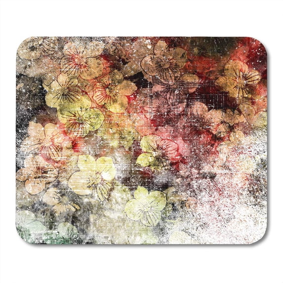 Brown Dirty Black Flower Floral Grunge Stained and Striped Aged Colorful White Paint Green Abstract Mousepad Mouse Pad Mouse Mat 9x10 inch