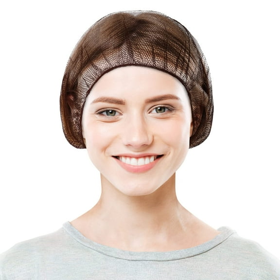 Ezgoodz Disposable Nylon 28" Bouffant Caps for Kitchen Use, Brown (100 Pack)