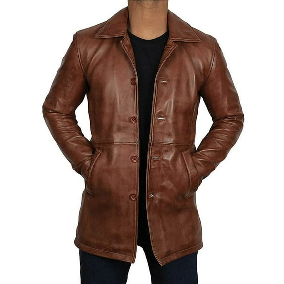 Brown Distressed Real Lambskin Leather Jacket Coat for Men, Leather Coat For Men's, Gift For Her, Birthday Gift, Men's Coat For Occasion