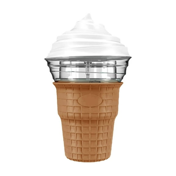 Brown Diy Ice Cream Maker Machine, Automatic Stirring Yogurt Maker, Homemade Frozen Dessert Maker, Compact Design, 6.29X6.29X10.24 Inches, Brown