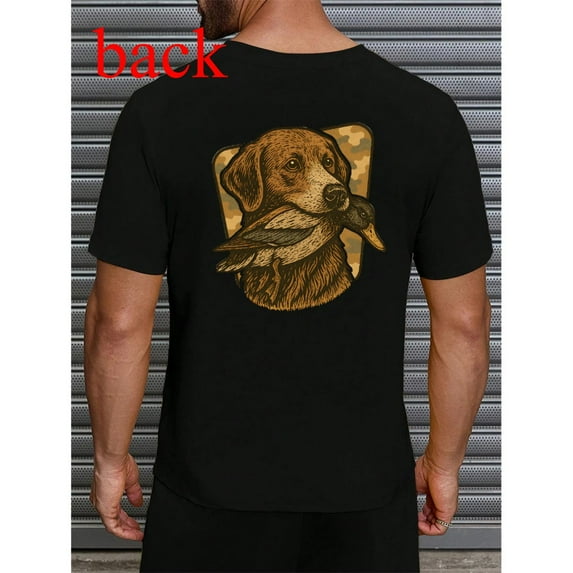 Brown Dog Duck Hunting Graphic Tee, Men's T-Shirts, Vintage Waterfowl Retriever Apparel，Classic，cotton，black，S-5XL