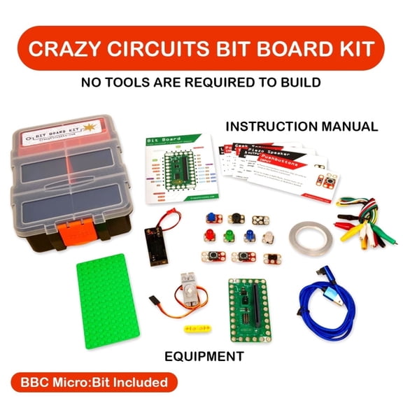 Brown Dog Gadgets Crazy Circuits Bit Board Kit (Microbit Included) STEM Learning with LEDs & Servos