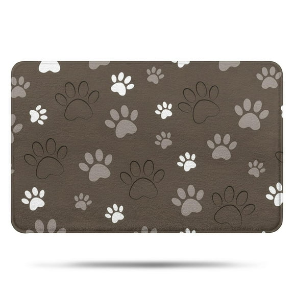 Brown Dog Paw Footprint Bathroom Rugs Mat,Non Slip Microfiber Bathroom Rug,Rubber Backing,Soft Bathroom Mats for Bathroom Floor,Tub and Shower,17x27in(43x68cm)