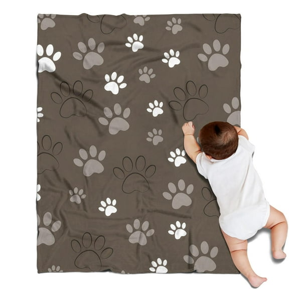 Brown Dog Paw Footprint Blanket,Comfortable Soft Flannel Throw Blanket,All Season,Warm Lightweight Blankets for Sofa Bed Couch Living Room Chair,30"x40"
