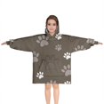 thumbnail image 1 of Brown Dog Paw Footprint Blanket Hoodies for Kids 6-13YR Oversize Wearable Blanket Hoodies for Boys Girls Teens, 1 of 7