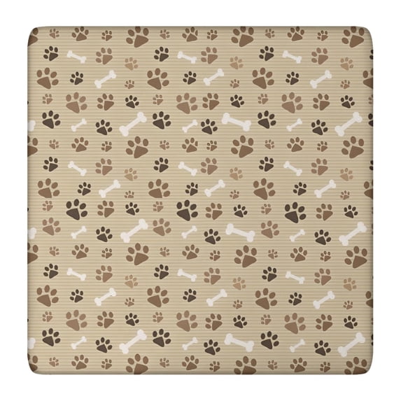 Brown Dog Paw Footprint Bone Square Fitted Tablecloth with Elastic Edge,Square Table Cover,Washable Elastic Table Cover for Home Kitchen Party Decor 36"x36"