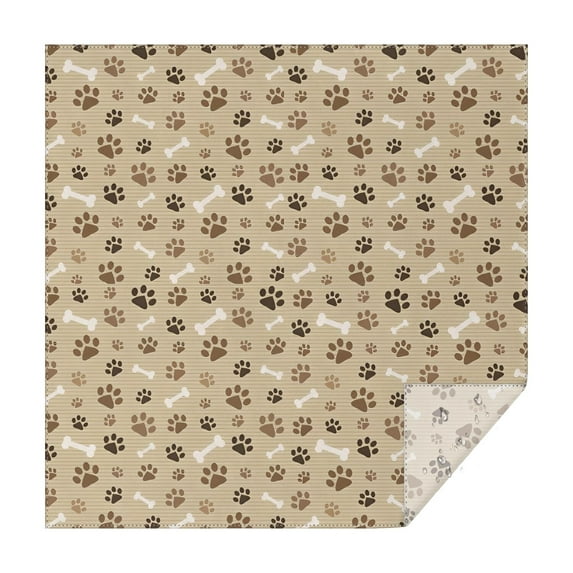 Brown Dog Paw Footprint Bone Square Tablecloth,Waterproof Square Table Cover,Wipeable Spillproof Washable Table Cover for Home Kitchen Party Decor 42"X42"(107x107cm)
