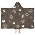 thumbnail image 1 of Brown Dog Paw Footprint Hooded Bath Towel，50"x30" for Ages 3 To 12 Kids, Quick Dry Lightweight Soft Microfiber Hood Beach Towel Cover Up for Kids, 1 of 7