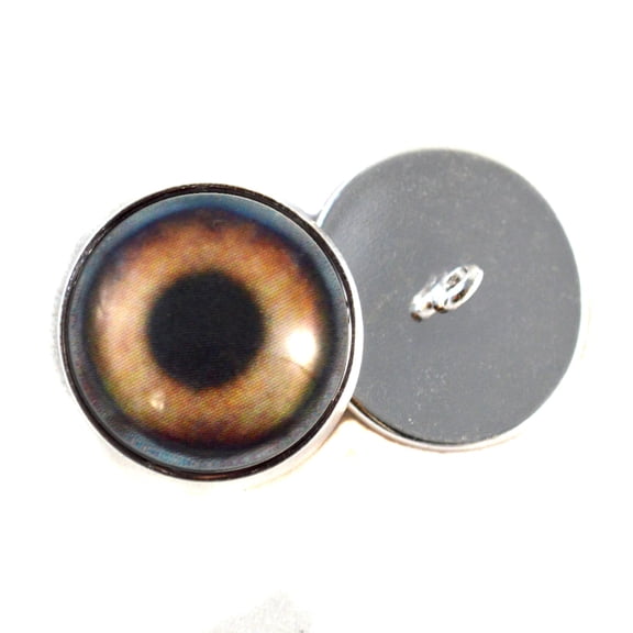 Brown Dog Sew-On Button Glass Eyes