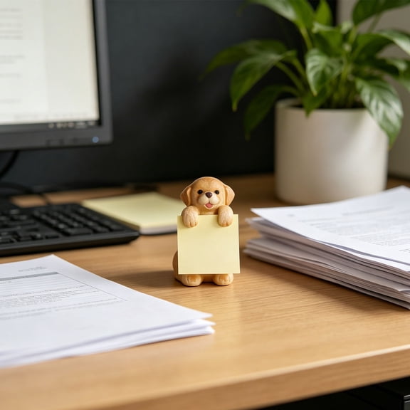 Brown Dog Shaped Note Holder, Adorable Memo Stand for Desk, Cute Photo and Sticky Note Display, High Quality for Summer Desk Decor, Back to schol, or Home Ofice