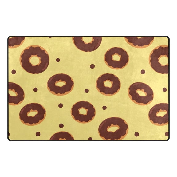 Brown Donut Pattern Memory Foam Area Rug 31"x20" Non Slip, Absorbent, Fade Proof for Living Room, Bedroom, Office