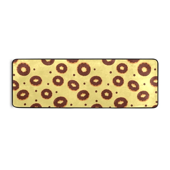 Brown Donut Pattern Runner Rug 24x72 Inch Cushioned Non Slip Soft Absorbent Floor Mat