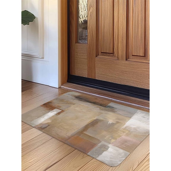 Brown Door Mat Indoor Outdoor Entrance,Non Slip Small Rug for Kitchen Bathroom Entryway Rug,Abstract Paint Texture Retro Smudge Graffiti Art Washable Doormat Floor Mat for Office Home 16x24 Inch