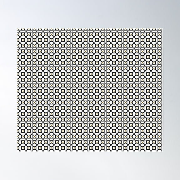 Brown Dots In Black Squares Retro Pattern Poster Wall Art, Modern Wall Decor For Living Room Bedroom, 24x36 UNFRAMED