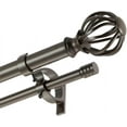 thumbnail image 1 of Brown Double Curtain Rods for Window 36-72" - Double Rods with Round Finials, Adjustable, 1-Inch Front & 5/8 Inch Back, 1 of 14
