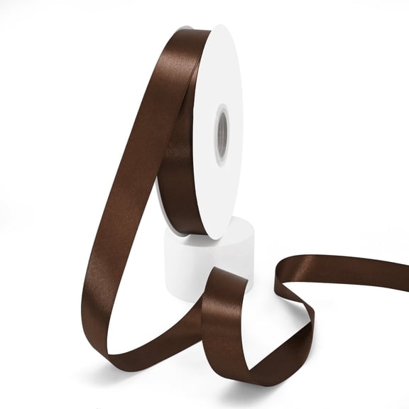 Brown Double Faced Satin Ribbon, 1 inch x 100 Yards