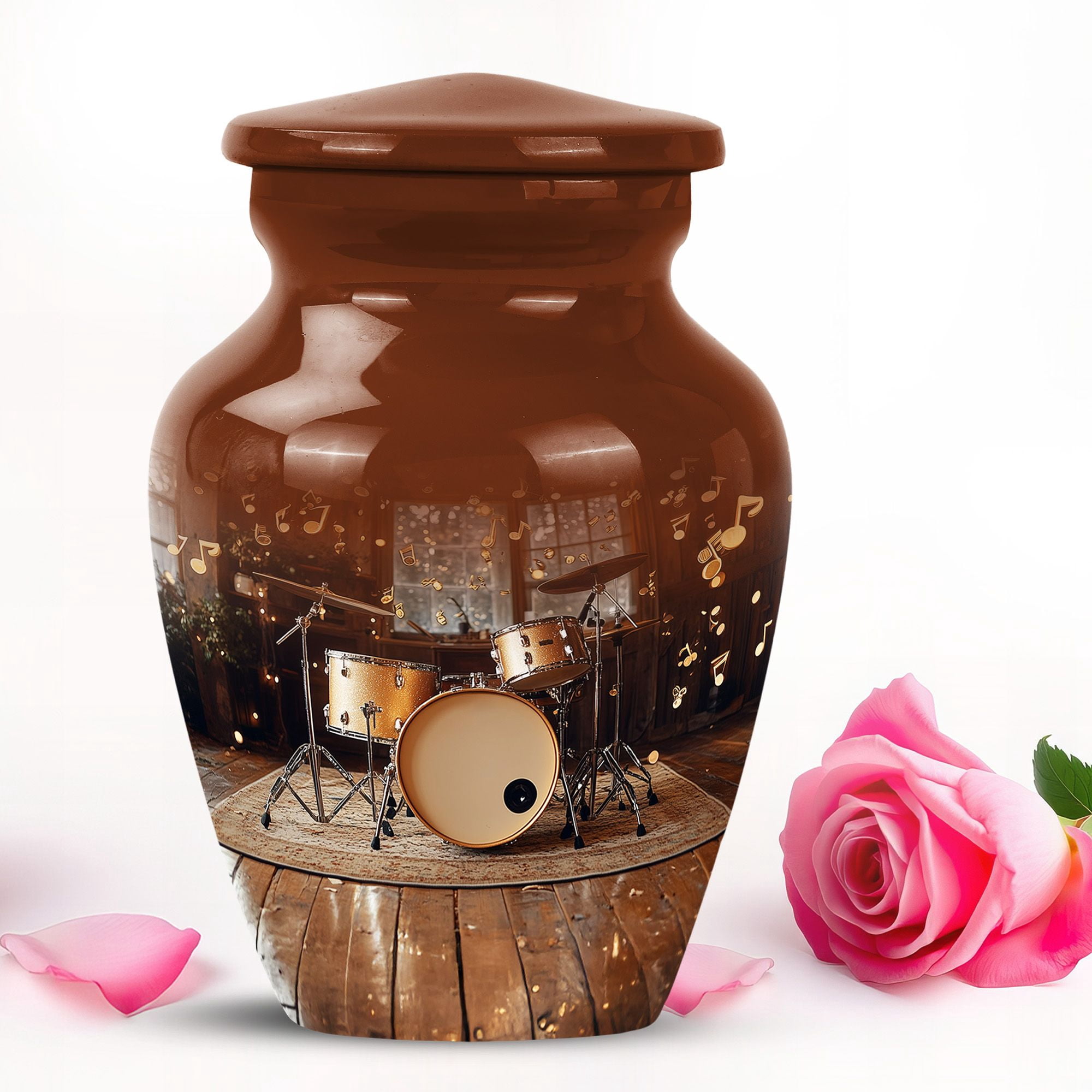 Brown Drum Set decorative urns for human ashes adult man - small ...