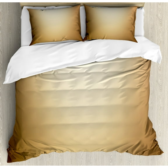 Brown Duvet Cover Set, Abstract Gradient Display Soft Pale Brown Colored Plain Modern Digital Design, Decorative 3 Piece Bedding Set with 2 Pillow Shams, Calking Size, Pale Brown Cream, by Ambesonne