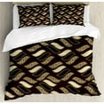 thumbnail image 1 of Brown Duvet Cover Set, Ethnic African Style Cheetah Skin Texture Pattern Camouflage Design, Decorative 3 Piece Bedding Set with 2 Pillow Shams, Calking Size, Redwood Brown, by Ambesonne, 1 of 3
