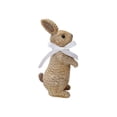 thumbnail image 1 of Brown Easter Bunny Resin Figurine 8X5 Inch Woven Rattan Effect With Decorative Bow For Table Shelf Mantel Entryway Spring Home Accent, 1 of 7
