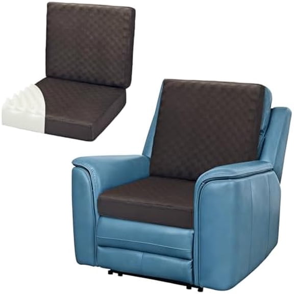 Brown Egg Crate Foam Recliner Cushion with Back Support, 19.7 x 19.7 Inches, 4.3 Inch Thick Seat, Reduces Muscle Fatigue, Ideal for Elderly and Adults$$Office