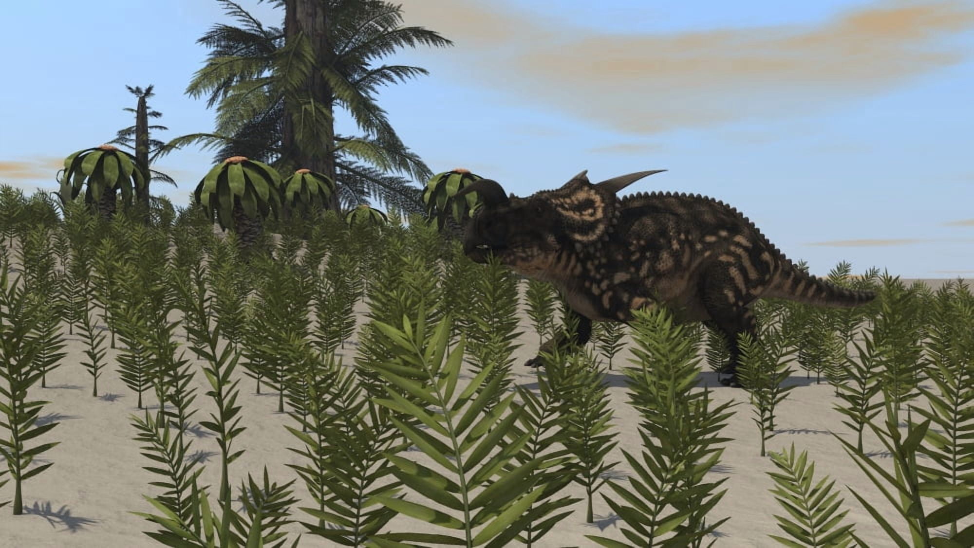 Brown Einiosaurus grazing a desert environment Canvas Art - Kostyantyn IvanyshenStocktrek Images (38 x 22)