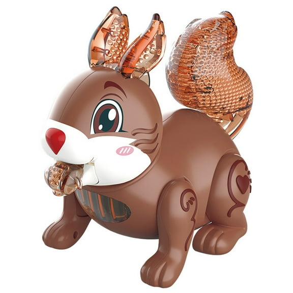 Brown Electric Dancing Squirrel Doll With Lighting Music Walking Cute Robot Toy For Kids