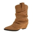 thumbnail image 1 of Brown Elegant Boots With Chunky Heel And Sleek Toe For A Comfortable And Stylish Winter Appearance, 1 of 9
