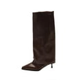 thumbnail image 1 of Brown Elegant Women'S Boots Featuring A Fold-Down Detail And Refined Heel For A Timeless Look, 1 of 6