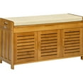 thumbnail image 1 of Brown Entry Bench with 3-Door Storage & Hidden Compartment / Comfortable Seat, Sturdy Build, 1 of 6