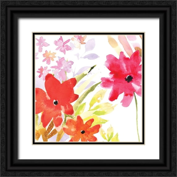 Brown, Erin 20x20 Black Ornate Wood Framed with Double Matting Museum Art Print Titled - Spontaneous Blooms II