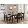 thumbnail image 1 of Brown Espresso 7-Pc Dining Set: 60" Rectangular Wood Table & 6 PU Chairs - Transitional Style Dining Room Furniture - Seats 6 - Wooden Frame, 1 of 7