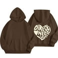 thumbnail image 1 of Brown Essentials Hoodie, Oversized Hoodies for Women, Women's Letter Graphic Print Long Sleeve Drawstring Hoodie Sweatshirt Graphic Sweatshirt Crewneck Long Sleeve Casual Pullover Tops 4XL, 1 of 5